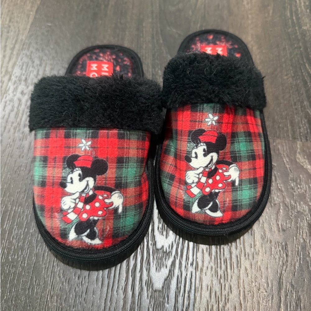 Mickey Mouse Kids Plaid Slippers
